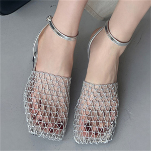 2025 Custom Handmade Mesh <b>Sandals</b> for Women European and American Style New Hollow Women's High Heels - Product Image 6