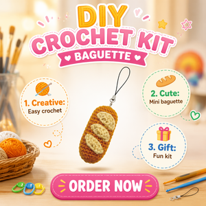 Kit de crochet amigurumi <span class=keywords><strong>VOSAN</strong></span> pour pain baguette mignon, porte-clés fait main, kit de couture DIY, kit de tricot pour débutants, pour les 7 ans et plus, pour les amateurs de loisirs créatifs - Product Image 2