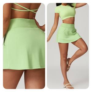 Individuelles Logo Röcke solide sexy Trainingskleidung Shorts Röcke Kleid Sport Fitnessstudio Tennis schnell trocknend atmungsaktive Yoga-Röcke - Product Image 6