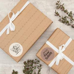 תוויות תרמיות עגולות 2 אינץ' 500 יחידות בגוון בז' מט, דביקות עצמית ליצירת לוגו, תגיות שם, למשרד, לבית, לאריזות מתנה - Product Image 2