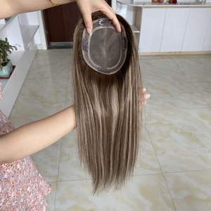 Postizo de Cabello Humano Europeo con Base Mono Top, Tejido a Mano, para Alopecia, Monofilamento, Color Natural, para Mujer - Product Image 2