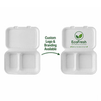 PFAS-vrije wegwerp schaaltjes voor vlees, fruit en groenten, 215mm, 240mm, 260mm, van bagasse (suikerriet), biologisch afbreekbaar, composteerbaar, groothandel
