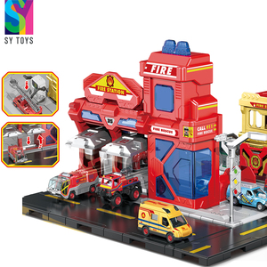 SY TOYS 6 en 1 nouveau jouet de <span class=keywords><strong>Garage</strong></span> de stationnement moulé sous pression voiture de course parkings jouet combinaison ensemble sons lumineux semblant jouer préscolaire - Product Image 3