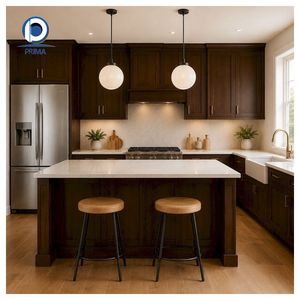 Gabinetes de Cocina de Madera Sólida <span class=keywords><strong>Natural</strong></span> Pintados con Pintura <span class=keywords><strong>Prima</strong></span> Lacquer, Acabado con Pintura Ecológica, con Encimera de Piedra - Product Image 2