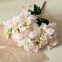 Bouquet de 9 lys en soie faits à la main - Fleurs artificielles à toucher naturel, antibactériennes et longue durée pour mariages et décoration intérieure