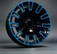 Jantes forgées personnalisées 6061-T6 noir brillant avec accent bleu, jantes en alliage multi-rayons pour Rolls-Royce Cullinan Ghost Phantom
