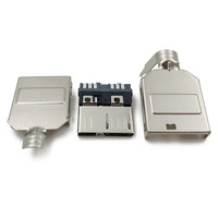 Conector Micro USB 3.0 Tipo B Macho Coorle, Ultrafino, de Cuerpo Corto, con Cable Soldado, 1000 Unidades/Bolsa