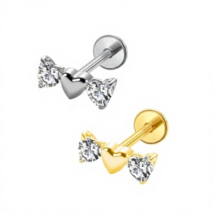 Orecchini Pendenti Personalizzati in Zircone G23 Ipoallergenico, Orecchini in Titanio F136 per Cartilagine, Gioielli per Piercing Labret, Matrimonio - Product Image 6