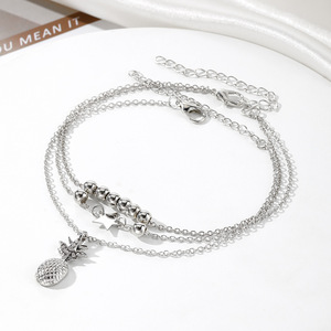 Nieuw Ontwerp Ananas Enkelbandje Meerlagige Vijfpuntige Ster Goudkleurige Kralen Enkelbandje Set Voor Vrouwen Sieraden Groothandel - Product Image 3