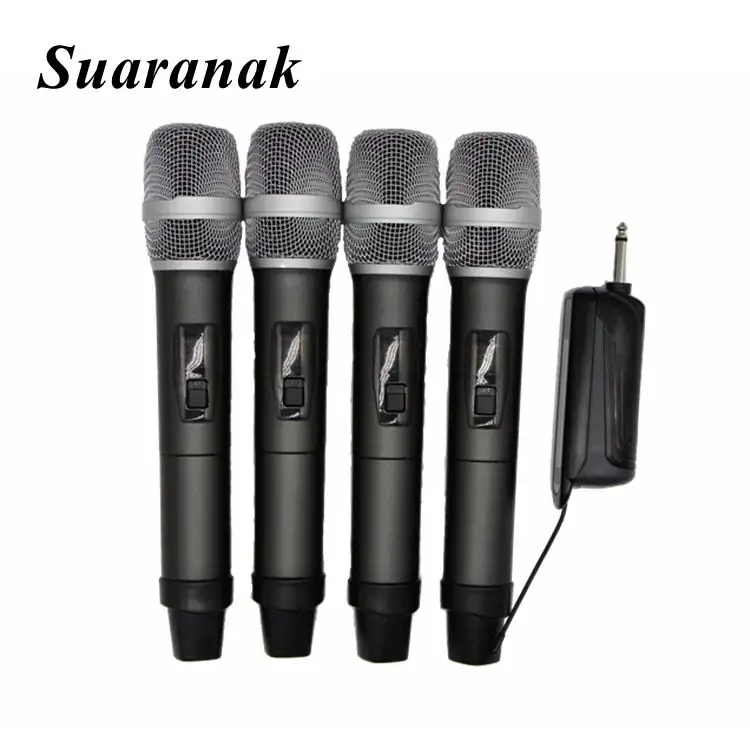 UHF-413B Audio Amazon Pro Akurasi Penjualan Laris <span class=keywords><strong>Mikrofon</strong></span> Genggam Nirkabel UHF <span class=keywords><strong>Mikrofon</strong></span> Karaoke 4 Saluran Profesional