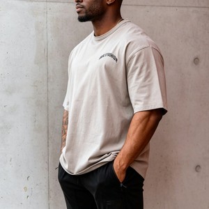 T-shirt surdimensionné à imprimé lettres, coton premium, broderie personnalisée lourde, t-shirt vierge pour hommes, directement <span class=keywords><strong>de</strong></span> l'usine <span class=keywords><strong>de</strong></span> vêtements - Product Image 4