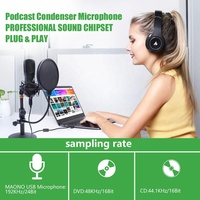 Kit de microphone à condensateur professionnel MAONO USB Plug and Play avec microphone de podcasting et de gaming entièrement en métal