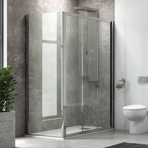 Kamalu KP3000S Cabina de ducha moderna 100X90 Apertura plegable deslizante 6mm Sin marco Acero inoxidable/Marco de aluminio Puertas de vidrio para Baño - Product Image 3