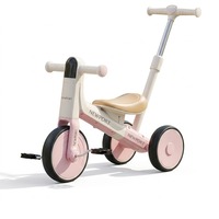 Nouveau tricycle 3-en-1 2026 pour tout-petits avec poignée de poussée amovible, lumières respirantes et roues silencieuses amortissantes pour enfants de 1 à 6 ans