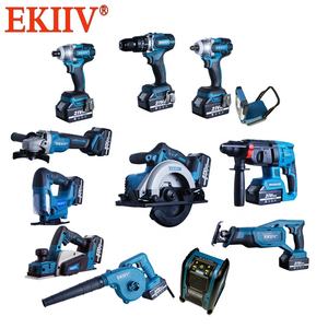 EKIIV Meuleuse d'angle sans fil bleue 115 mm 21v Ensemble d'outils sans fil Combo Cloison sèche avec <span class=keywords><strong>souffleur</strong></span> d'air sans fil - Product Image 2