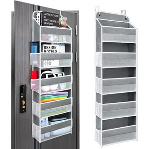 Over The Door Organizer 5 Shelves 8 Pockets Heavy Duty Mesh <b>Rack</b> For Storage Behind Doors Or Walls - Product Image 1
