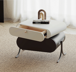 طاولة نوم بيضاء بسيطة وعصرية بجانب السرير طاولة نوم من الفولاذ المقاوم للصدأ مع لوح للاستخدام المنزلي والفندقي - Product Image 1