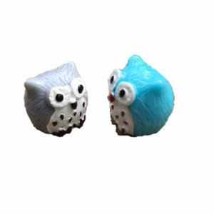Ornements d'hiboux miniatures en résine, décoration animale bleu-gris, taille compacte pour jardin ou exposition de bonsaï - Product Image 4