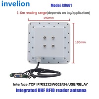 Lector RFID RU661 UHF 860-960MHz EPC Gen2 Antena de largo alcance 6dBi y sistema de estacionamiento al aire libre impermeable IP65 con salida de relé