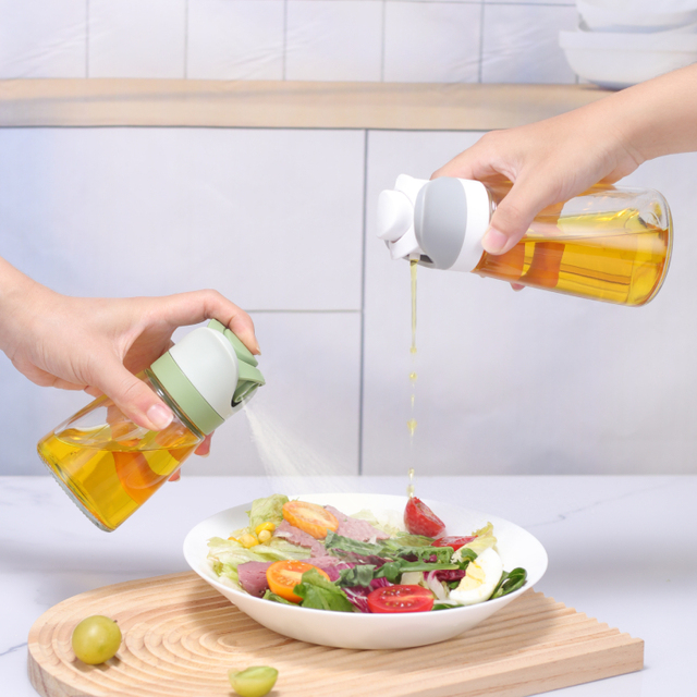 2 in 1 Glass Olive Oil Sprayer and Dispenser 230ml Dual Spray and Pour Bottle for Kitchen Cooking Air Fryer BBQ