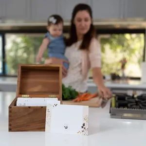 Premium Acacia Wood <strong>Recipe</strong> <strong>Card</strong> Holder Custom Large Wooden <strong>Recipe</strong> <strong>Box</strong> with <strong>Cards</strong> Wooden Boxes with Sliding Lid - Product Image 5