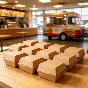 Caja de Hamburguesas Kraft Personalizada, Envase Desechable para Alimentos, Resistente a la Grasa, Cajas para Llevar Hamburguesas con Impresión de Logotipo OEM - Product Image 2