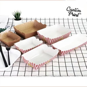 OEM Custom Paper Packaging Hot Dog Tray Takeaway Food Container Box Food Packing for Korean Corn Dog