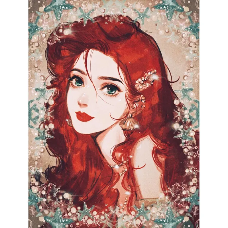 Princess Girl Mermaid Cinderella artwork diy paintings Gift colorful wall art kits diamond painting