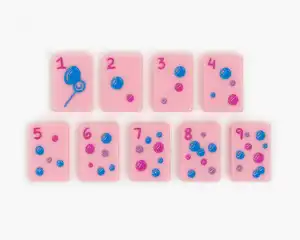 Ücretsiz tasarım Petal pembe akrilik Mahjong fayans batı Mahjongg oyun seti Mah Jongg