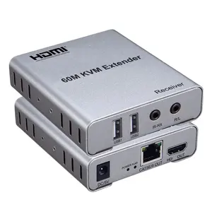 60 מ 'usb kvm hdmi 1080p מעל cat5e cat6 rj45 ethernet משדר אודיו וידאו משדר מקלט מקלט ממיר