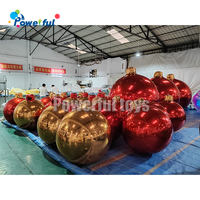 Grande boule d'ornement gonflable de Noël en extérieur boule géante dorée en PVC gros ornements brillants boules sphère de miroir gonflable de Noël