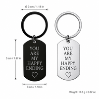 Porte-clés personnalisé en acier inoxydable, pendentif en métal gravé, étiquette vierge pour gravure laser, cadeaux pour elle et lui
