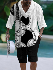 New Jacquard <strong>T</strong>-<strong>Shirt</strong> V-Neck S Rts Cover for Men <strong>3D</strong> Printed Sport Large Size Casual Style Breathable Knitted Weaving for Summer - Product Image 2