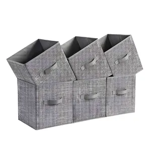 Kotak penyimpanan dapat dilipat kualitas tinggi kotak penyimpanan kubus File Organizer dekoratif rumah Non Woven dapat dilipat