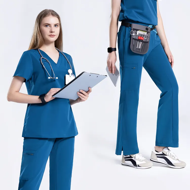 病院の制服ジョガー女性看護師医療スクラブセット環境にやさしい柔らかい生地ポプリンユニセックスのためのカスタマイズされたロゴ印刷