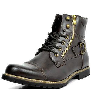 Botas de Motocicleta de Piel Sintética con Cierre de Cremallera, Resistentes al Desgaste, Estilo Británico para <span class=keywords><strong>Hombre</strong></span>, <span class=keywords><strong>Botines</strong></span> de Vestir - Product Image 2