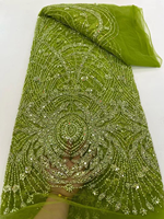Tissu en dentelle rose NI.AI entièrement perlé avec broderie de sequins, matériau de luxe pour mariages et fêtes LY6172