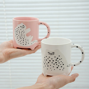 Taza <span class=keywords><strong>de</strong></span> Cerámica Japonesa Coreana Pintada a Mano con Diseño <span class=keywords><strong>de</strong></span> Gato Manchado, Linda Taza <span class=keywords><strong>de</strong></span> Café/Desayuno con Diseño <span class=keywords><strong>de</strong></span> <span class=keywords><strong>Animal</strong></span> <span class=keywords><strong>de</strong></span> Cuatro Patas - Product Image 1