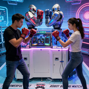 Machine d'arcade de combat robotisé interactive à télécommande, avec robots humanoïdes RC à commande par jetons, pour attaques rotatives et combats de boxe - Product Image 1