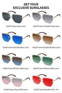 Lunettes de soleil de mode en gros, lunettes de soleil <span class=keywords><strong>fantaisie</strong></span> de créateur, sans monture, en métal, vision nocturne, verres taillés en diamant, UV400, pour unisexe, femmes et hommes - Product Image 5