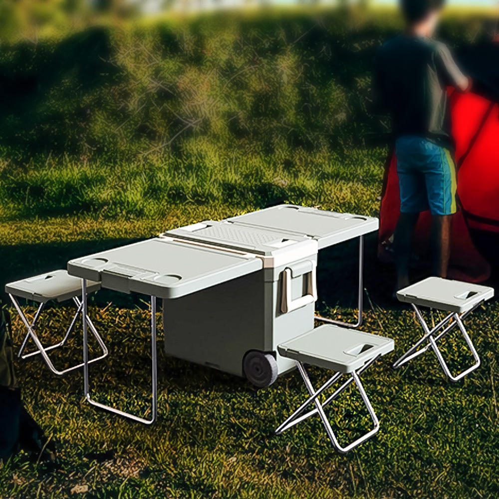 Rolling Cooler with Picnic Table Durable Versatile