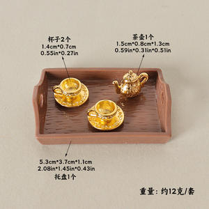Modèle de théière miniature pour <span class=keywords><strong>maison</strong></span> de poupée et ornement de tasse à thé, accessoires miniatures pour plateau de scène de bureau DIY - Product Image 6