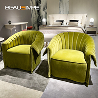 Fauteuil moderne Manta Fauteuil simple luxueux en velours vert Fauteuil lounge inclinable pour le salon Fauteuil d'appoint à siège unique