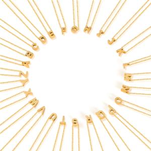 Hanhao özelleştirilmiş paslanmaz çelik Minimalist kristal kakma alfabe kolye kolye 18K altın PVD kaplama Trendy stil zirkon