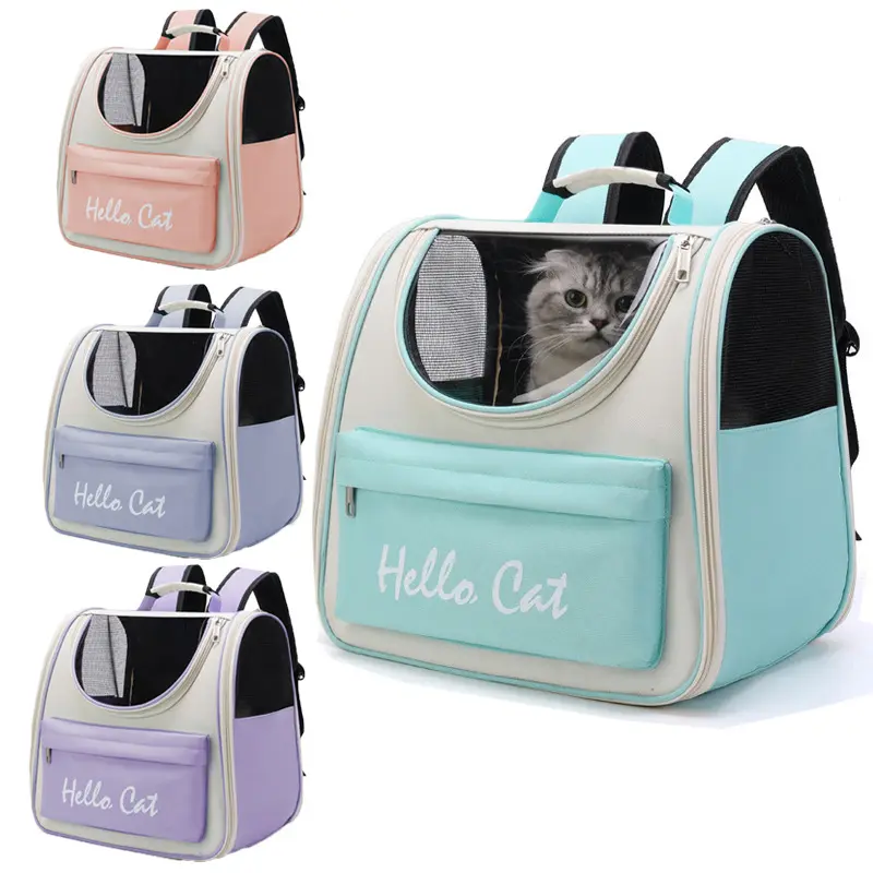 Outdoor Pet Cat Carrier Mochila Viagem Respirável Totalmente Ventilado Malha Multi Cores Dobrável Dog Bag