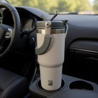 Vaso Térmico Ecológico Minimalista de Acero Inoxidable de 750 ml con Tapa y Asa, Aislamiento Térmico de 12-24 Horas, Apto para Agua Hirviendo, Ideal para Viajes en Auto