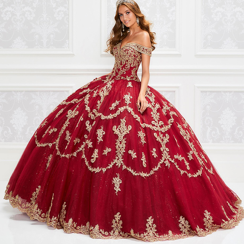 QD1567 Burgundy Quinceanera Dresses - Sweet 16 Ball Gown