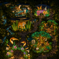 Spectacle de lumière commercial au zoo avec des expositions de lanternes sur le thème de la faune et des expériences interactives pour les visiteurs