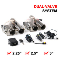 Katup kontrol knalpot, Kit potongan knalpot listrik ganda 2.25 inci 2.5 "3" dengan sistem katup ganda 1 seret 2 Remote kontrol