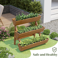 Jardinière surélevée à 3 niveaux, jardinière verticale avec trous de drainage, design classique en bois pour fleurs/légumes/plantes d'intérieur/extérieur